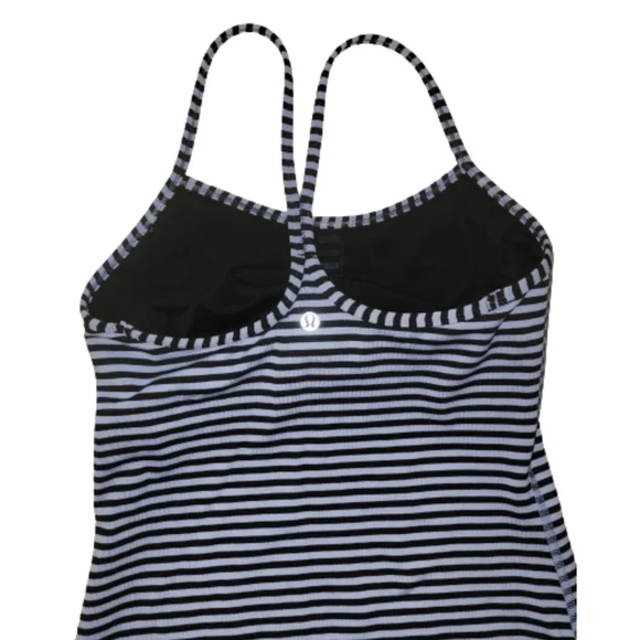 Lululemon Striped Power Y Tank Top Spaghetti Strap Blueish-Purpleish/Black Sz 6 - Picture 11 of 15